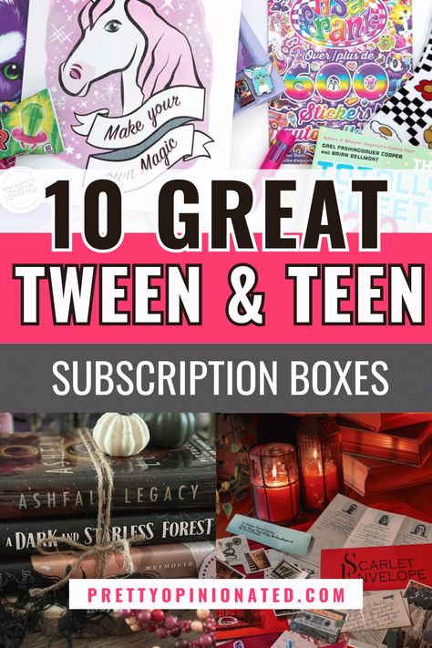 Looking for the best subscription boxes for teens? Check out these 15 picks that are perfect for every interest, from books and art to fashion and fun self-care. Each box is packed with surprises to keep your teen entertained, inspired, and engaged all year long! Subscription Boxes Ideas, Kids Subscription Boxes, Book Subscription Boxes, Teen Boxing, Prize Box, Book Subscription Box, Books And Art, Ya Fantasy Books, Subscription Boxes For Kids