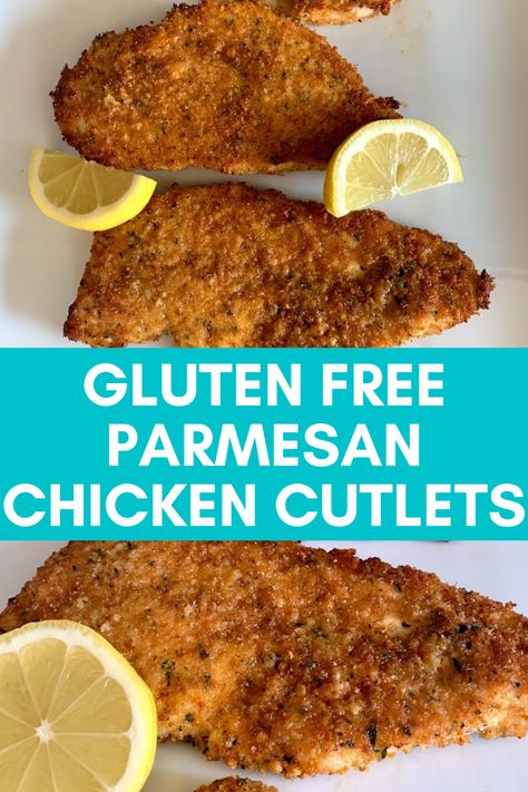 Gluten Free Chicken Cutlets, Chicken Breast Recipes Gluten Free, Gluten Free Lemon Chicken, Chicken Cutlets Baked, Gluten Free Breaded Chicken, Weeknight Meal Prep, Chicken Parmesean, Baked Parmesan Chicken, Menu Healthy