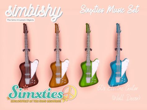 Sims 4 Cc Wall Guitar, Sims 4 Electric Guitar Cc, Sims 4 Cc Guitar, Guitar Wall Decor, Guitar Wall, Sims Community, Light Music, Electronic Art, The Sims4