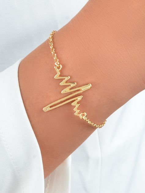 Gold Fashionable   Zinc Alloy  Link Embellished   Jewelry Link Jewelry, Heart Beat, Name Bracelet, In A Heartbeat, Chain Bracelet, Zinc Alloy, Anklets, Gold Bracelet, Bracelet