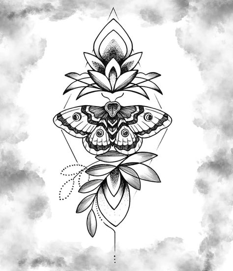 Moth And Lotus Tattoo, Mouth Tattoo, Black Line Tattoo, Mandala Tattoos, London Tattoo, Moth Tattoo, Fully Booked, Lotus Tattoo, Dot Work Tattoo