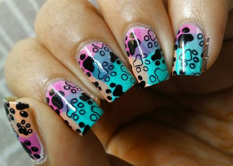 Dog Paw Nail Art, Paw Print Nail Art, Paw Print Nails, Paw Nails, Fun Summer Nails, Print Nails, Art Nails, Gel Nail Designs, Paw Prints