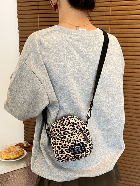 Multicolor Fashionable Collar  Polyamide Animal,Leopard Print,Letter Square Bag Embellished   Women Bags Leopard Print Bag, Leopard Fashion, Adjustable Bag, Crossbody Bag Women, Mini Shoulder Bag, Leopard Pattern, Mini Crossbody Bag, Mini Crossbody, Square Bag