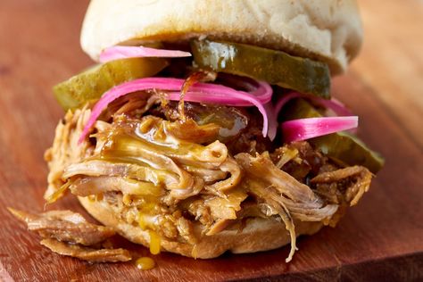 A sweet and tangy take on slow cooker pulled pork. Mustard Pulled Pork, Pork Shoulder Recipes, Maple Mustard, Slow Cooker Pulled Pork, Slow Cooked Meals, Pulled Pork Recipes, Slow Cooker Dinner, Interesting Images, Slow Cooker Pork