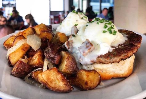 5 Epic, Southern Takes On Eggs Benedict That Are Uniquely Atlanta - Secret Atlanta Southern Eggs Benedict, Country Eggs Benedict, Country Benedict, Atlanta Breakfast, Grit Cakes, Country Fried Steak, Country Fried, Bakery Kitchen, Perfect Eggs