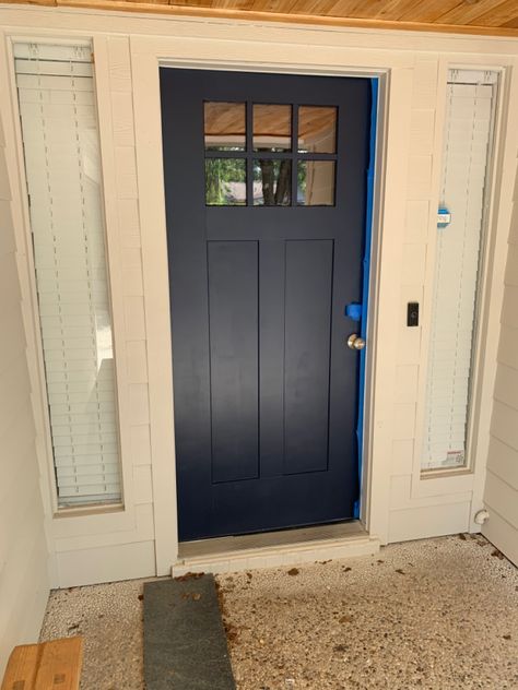 Naval Sherwin Williams Front Door, Naval Front Door Sherwin Williams, Sherwin Williams Front Door, Naval Sherwin Williams, Painted Exterior Doors, Exterior Entry Doors, Door Colors, Exterior Color Schemes, Front Door Colors