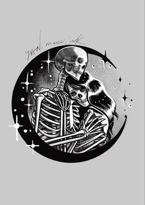 Bride And Groom Skeleton Tattoo, Skeleton Wedding Tattoo, Skeleton Lovers Art, Skeleton Family Tattoo, Skeleton Moon Tattoo, Skeleton Couple Tattoo Romantic, Skeleton Couple Aesthetic, Skeleton Love Tattoo, 2 Skeletons In Love