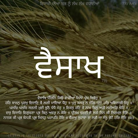 #happy #vaisakhi  In the month of Vaisaakh, how can the bride be patient? She is separated from her Beloved.  She has forgotten the Lord,… Sangrand Quotes, Baisakhi Wishes In Punjabi, Baisakhi Quotes, Baisakhi Wishes, Baisakhi Images, Happy Vaisakhi, Baisakhi Festival, Guru Granth Sahib Quotes, Happy Baisakhi