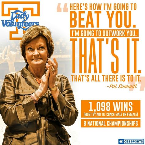 The legendary Pat Summitt Championship Quotes, Lady Vols Basketball, Coaching Quotes, Pat Summitt, Basketball Motivation, Volleyball Quotes, Rocky Top, Basketball Quotes, Basketball Drills