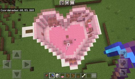 Casa de Minecraft aesthetic xd ✨ Minecraft Hearts, Heart Minecraft, Minecraft Kawaii, Minecraft Heart, Pink Minecraft, Minecraft C, Minecraft A, 150 Pokemon, Minecraft Aesthetic