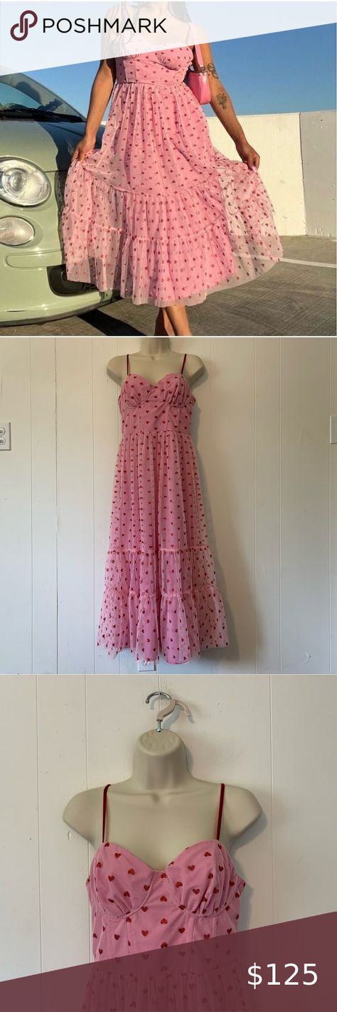 Betsy Johnson Viral Valentines pink with Red Sparkle hearts Tulle Dress size 6 Red Sparkle, Betsey Johnson Dresses, Betsy Johnson, Tulle Dress, Betsey Johnson, Sparkle, Dress Es, Valentines, Dresses Skirts