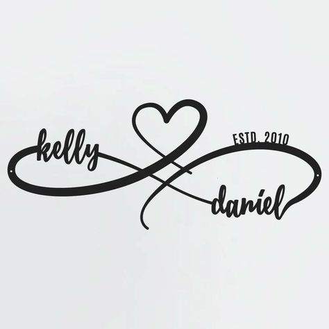 Tattoo With 3 Names, Wall Art For Couples, Infinity Name Tattoo, Infinity Heart Symbol, Infinity Sign Tattoo, Art For Couples, Unique Infinity Tattoo, Heart With Infinity Tattoo, Heart Tattoos With Names