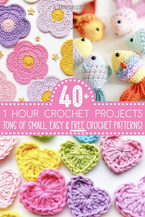 If you want CUTE 1 hour crochet projects that are EASY, FUN & FREE you have to check out our huge list of FREE patterns and video tutorials! 1 Hour Or Less Crochet Projects, Basic Beginner Crochet Projects, 4 Mm Crochet Hook Patterns, One Hour Crochet Patterns Free, Quick Simple Crochet Projects, Crochet Patterns 1 Hour, Very Easy Crochet For Beginners, Beginner Crochet Projects Patterns, Easy Ways To Crochet