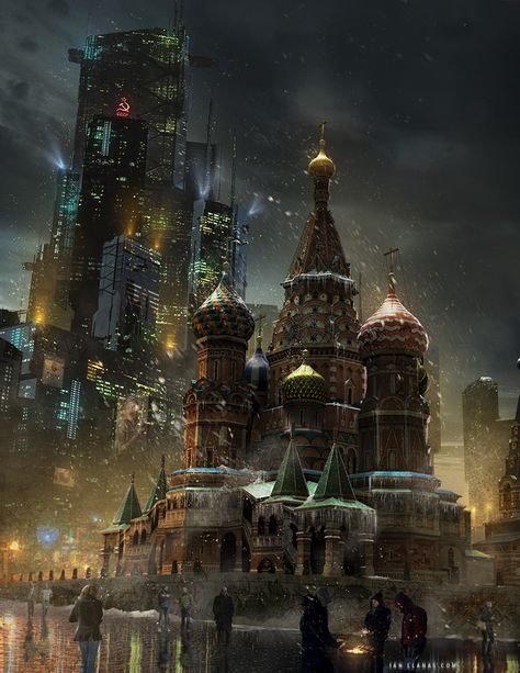 USSR 2.0 by ianllanas on DeviantArt  ##moscow Dnd Cyberpunk, Scifi Setting, Cyberpunk Rpg, Setting Inspiration, Zero 2, Pathfinder Rpg, Cyberpunk City, Futuristic City, Science Fiction Art