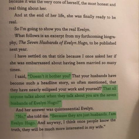 ✨ The Seven Husbands of Evelyn Hugo: A Story That Stays with You Long After the Last Page! 📚 Ever read a book so captivating that you couldn't pick up another one for a month? That was me because of this book"The Seven Husbands of Evelyn Hugo" by Taylor Jenkins Reid. This amazing novel tells the story of Evelyn Hugo, a famous Hollywood actress, and her seven husbands. Each marriage reveals a different part of her life, filled with love, heartbreak, and big dreams. Evelyn's journey is exciti... The Seven Husbands Of Evelyn Hugo Quotes Book, The 7 Husbands Of Evelyn Hugo, Seven Husbands Of Evelyn Hugo Aesthetic, Evelyn Aesthetic, The Seven Husbands Of Evelyn Hugo, 7 Husbands Of Evelyn Hugo, Evelyn Hugo Aesthetic, Reading Aesthetics, Hugo Book