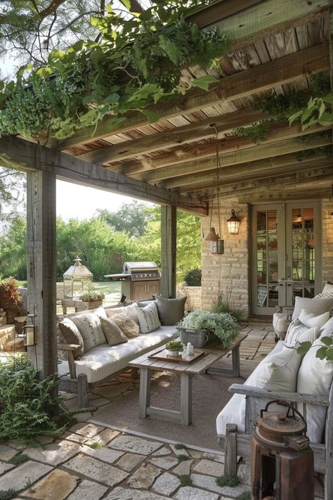 Transform your outdoor space into rustic retreats with these 57 wood patio cover ideas, featuring classic pergolas to modern timber structures. Embrace the warmth and character of wood, whether it's the timeless elegance of cedar or the rugged beauty of reclaimed wood. Discover how to enhance the aesthetic appeal of your backyard for a truly enchanting outdoor experience. #WoodPatioCoverIdeas #RusticRetreats #OutdoorDesigns Timber Patio Ideas, Outside Rooms Covered Patios, Reclaimed Wood Pergola, Farmhouse Pergola Ideas, Rustic Deck Ideas, Rustic Patio Ideas, Wood Patio Cover, Covered Outdoor Patio Ideas, Patio Cover Ideas