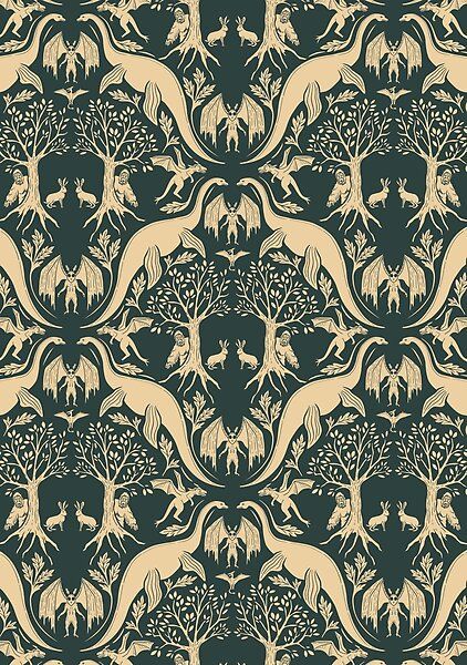 The Jersey Devil, Loch Ness Monster, Jersey Devil, Damask Wallpaper, Installation Art, Cozy House, Textured Walls, Blue Gray, Damask