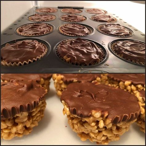 Rice Krispie Treats In Muffin Tin, Chocolate Rice Crispy, Rice Krispies Recipe, Peanut Butter Rice Krispie Treats, Peanut Butter Rice Krispies, Chocolate Rice Krispies, Peanut Butter Cups Recipe, Catfish Recipes, Crunchy Peanut Butter