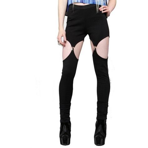 Ponti Garter Clip Leggings found on Polyvore featuring polyvore, women's fashion, clothing, pants, leggings and legging pants Garter Pants, Garter Leggings, Chicago Costume, Rockstar Costume, Fishnet Thigh Highs, Punk Rock Girls, Fashion Goth, Rocker Chick, Goth Clothing