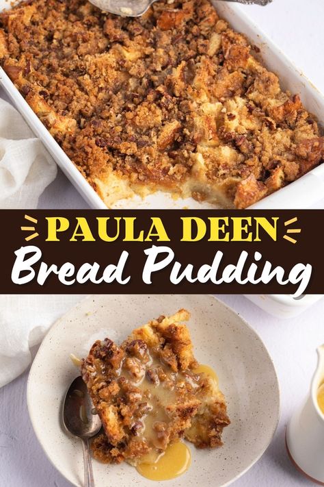 Paula Dean Bread Pudding Recipe, Pecan Praline Bread Pudding, Vanilla Bean Bread Pudding, Paula Dean Bread Pudding, Brandy Butter Sauce, Paula Deen Bread Pudding, Bread Pudding Recipe With Vanilla Sauce, Praline Bread Pudding, Circle Blanket