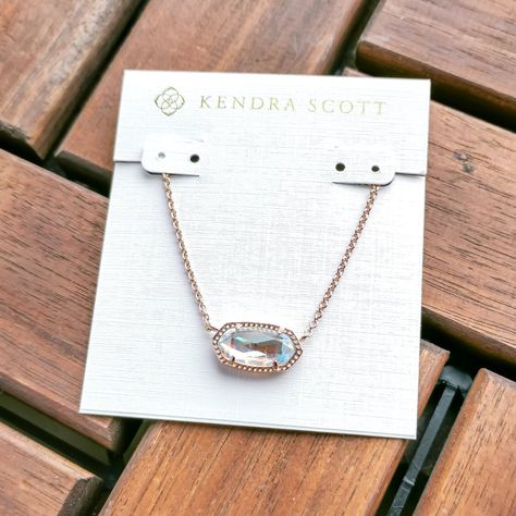 Kendra Scott Velvet Jewelry Bag Included 14k Rose Gold Plated Over Brass 0.63"L X 0.38"W Stationary Pendant, 15" Chain With 2" Extender Dichroic Glass Short Pendant Necklace, Rose Gold Pendant Necklace, Preppy Jewelry, Pearl Statement Necklace, Kendra Scott Necklace, Silver Necklaces Women, Velvet Jewelry, Birthday Idea, Jewelry Accessories Ideas