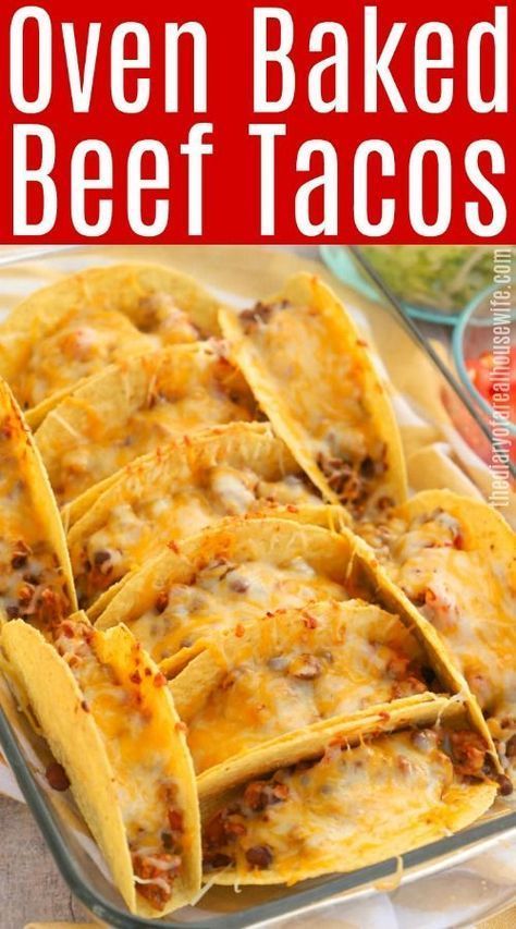 Baked Beef Tacos, Tacos For Dinner, Oven Baked Tacos, Mexikansk Mat, Crockpot Recipes Beef Stew, Beef Tacos, Ground Beef Recipes For Dinner, Tex Mex Recipes, Läcker Mat