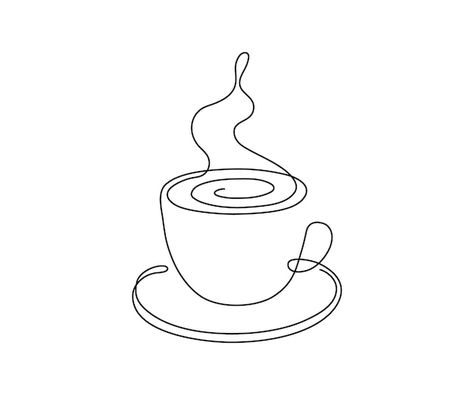 Continuous Line Drawing Simple, Line Drawing Simple, Coffee Cup Tattoo, Coffee Cup Drawing, Cafe Icon, Coffee Line, Grid Design Pattern, Cup Tattoo, Coffee Icon