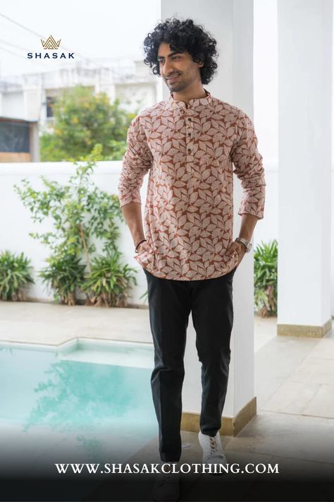 #shortkurta
#casualwear
#floralprintkurta
#kurtaformen
#kurtadesign Diwali Fits, Short Kurta For Men, Printed Kurtas, Kurta For Men, Short Kurta, Designer Party Wear Dresses, Men Shirt, Men's Apparel, Men Shirt Style