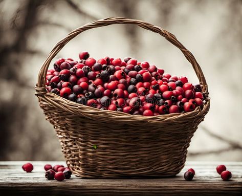 Ripe appetizing dogwood berries in an overflowing basket, AI royalty free stock image Dogwood Berries, Berry Basket, Berry Baskets, Sweet Food, Stock Images Free, Stock Illustration, Royalty, Royalty Free, Stock Images