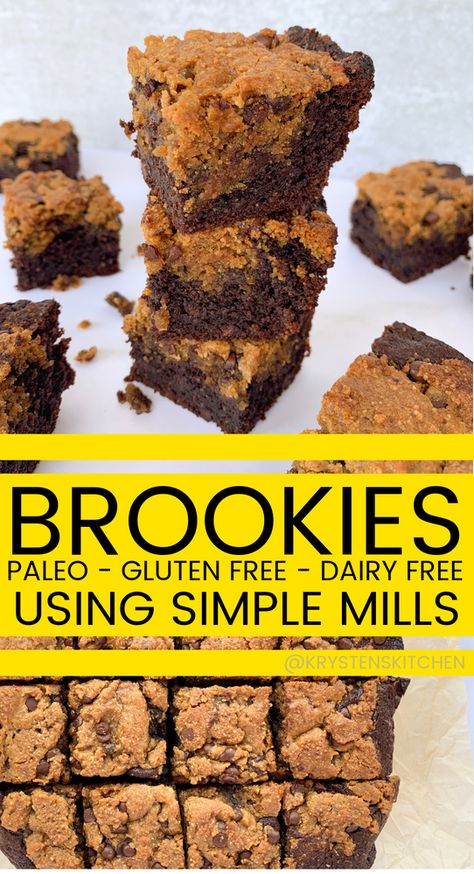 Simple Mills "Brookie" | Brownie & Cookie Simple Mills Recipes, Paleo Brookies, Pagan Food, Brookies Recipe, Baking Mix Recipes, Lectin Free Diet, Vegan Brownies Recipe, Brownie Mix Cookies, Simple Mills