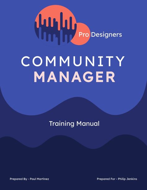 Community Manager Training Manual Template Visme Training Manual Design, Training Manual Template, Manager Training, Supervisor Training, Training Logo, Manual Template, Customer Service Training, Healthcare Branding, Manual Design