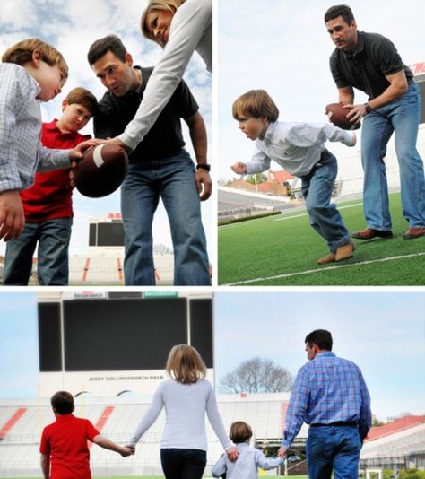 Fun family photo idea. Football Family Pictures, Cheer Fundraiser, Kid Pictures, Family Football, Football Family, Football Poses, Blarney Stone, 2024 Family, Fun Family Photos