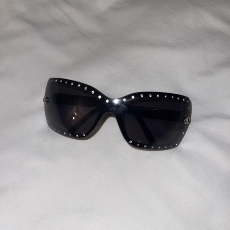 Black oversized rhinestone studded Y2k sunglasses... - Depop Rhinestone Sunglasses Y2k, Miku Y2k, Dark Y2k Aesthetic, Chunky Sunglasses, Twin Shadow, Dark Y2k, Y2k Glasses, Mom Vibes, Boho Lifestyle