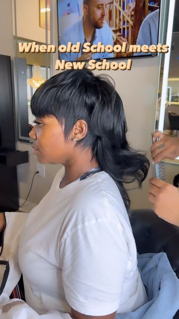 Mullet Hair Styles Black Women, 90s Mullet Black Women, Cardi B Mullet Hairstyle, Mullet Hairstyles For Black Women, Mullet Hairstyle Women Quick Weave, Quick Weave Mullet Black Women, Mullet Wig Black Woman, Mullet Hairstyle Black Women, Black Women Mullet Hairstyles