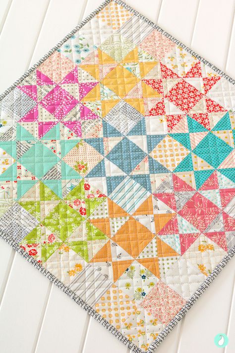 Practical Magic Mini Quilt by Aqua Paisley Studio Ohio Star, Mini Quilt Patterns, Half Square Triangle Quilts, Classic Quilts, Quilt Care, Miniature Quilts, Star Quilt Blocks, Pdf Quilt Pattern, Star Quilt Patterns