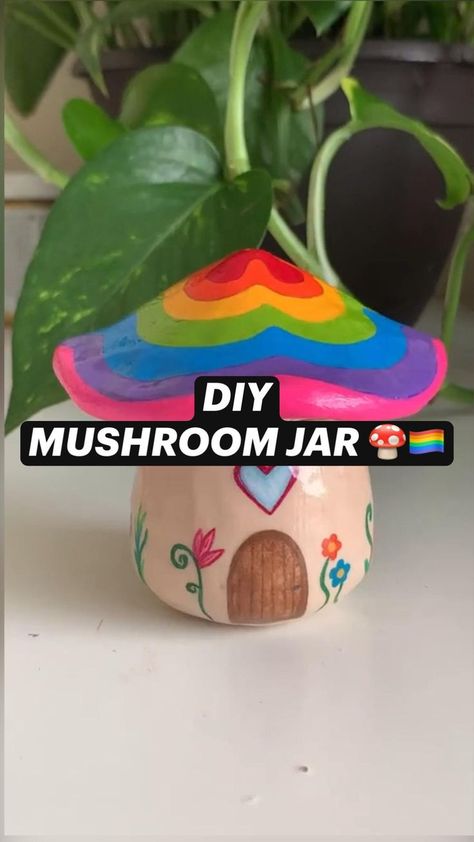 Clay Crafts Mushroom, Crafts Mushroom, Mushroom Jar, Piggy Bank Diy, Diy Mushroom, Crafts Clay, Mushroom Crafts, Stem Crafts, Clay Diy Projects