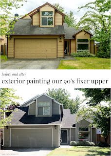 Exterior painting update at the #Stanley90sreno 90s Home Exterior, 90s House Exterior, Diy Fixer Upper Houses, Fixer Upper Houses, Tudor Kitchen, 90s House, Beauty Bedroom, Fixer Upper Home, Fixer Upper House