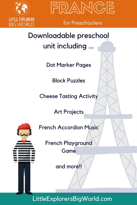 France Preschool, France For Kids, Facts About France, Earth Activities, Accordion Music, Playground Games, Preschool Units, French Worksheets, Notes To Parents