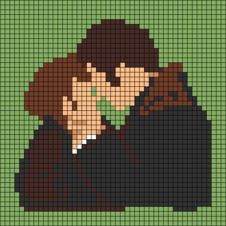 Alpha pattern #96172 | BraceletBook Pride And Prejudice Crochet Patterns, Pride And Prejudice Crochet, Pride And Prejudice Cross Stitch, Simple Pixel Art Patterns, Anne Gilbert, Couples Kiss, Show Characters, Easy Pixel Art, Netflix Show