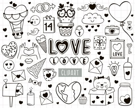 Valentines Day Doodles, Project Cover, Valentine Doodle, Love Clipart, Heart Clip Art, Stencils For Wood Signs, Heart Clip, Svg Wedding, Love Doodles