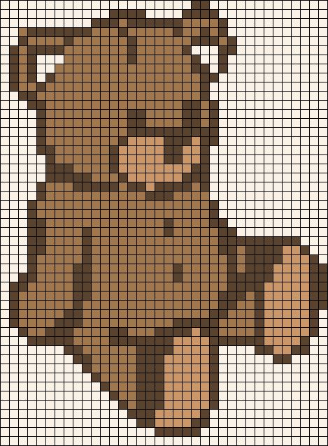 Bear Tapestry Crochet, Bear Pixel Pattern, Teddy Bear Alpha Pattern, Blanket Alpha Pattern, Bear Grid Pattern, Tapestry Crochet Patterns Cute, Pixel Art Pattern Aesthetic, Crochet Pixel Grid Easy, Pixel Pattern Small