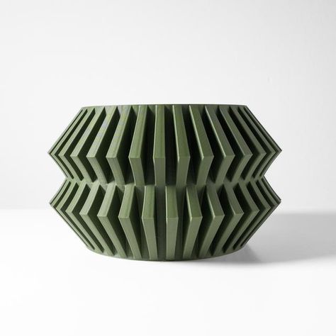 The Risae Planter Pot with Drainage Tray and Stand Plant not included. Colors and sizing available. Design licensed by Terra De Verdant on Thangs. Geometric Planter, Zigzag Design, Geometric Vases, Unique Planter, Zigzag Pattern, Modern Planters, Biodegradable Plastic, Indoor Plant Pots, Stay Happy