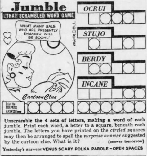 Clipped From Detroit Free Press #WordGame #Games #Vintage #1960s #1960 #WordScramble #Scramble Newspaper Games, Jumble Word Puzzle, Vintage Layout, Jumbled Words, Scramble Words, Word Puzzle, Newspaper Cover, Logic Games, Vintage Words