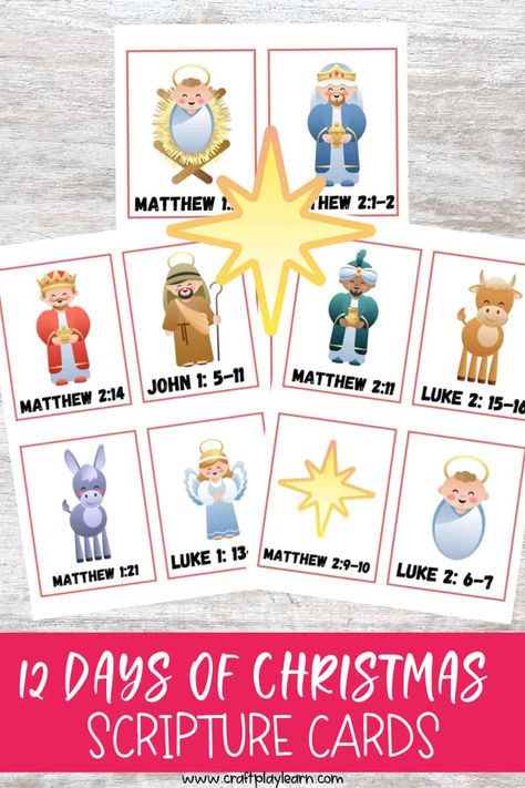 Nativity Bible Verse Printables - Craft Play Learn Nativity Preschool, Nativity Printables, Printable Bible Verses Free, Bible Verse Printables, Printable Nativity, Nativity Activity, Nativity Ideas, Story Of Christmas, Early Years Teacher