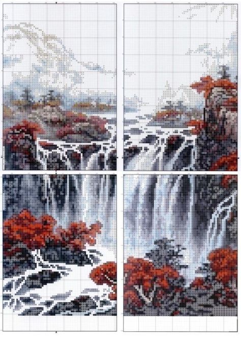 Cross Stitch Landscape Patterns, Cross Stitch Landscape, Christmas Embroidery Patterns, Tambour Embroidery, Cross Stitch Pictures, Pixel Art Design, Cross Stitch Baby, Vintage Cross Stitches, Cross Stitch Animals