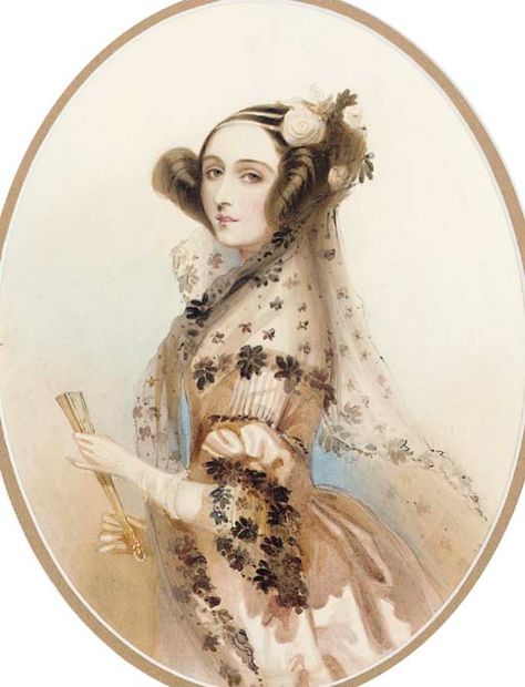 Ada Lovelace Art, Romantic Movement, Regency Art, Historical Portraits, Ada Lovelace, History Facts Interesting, Lord Byron, Miniature Portraits, Hair Shows