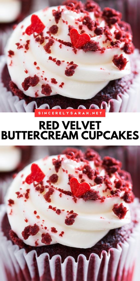 🎂 Ready to bake something special? Red Velvet Buttercream Cupcakes are a must-try! These cupcakes combine the classic red velvet flavor with a smooth and creamy buttercream frosting, making every bite a heavenly experience. Perfect for birthdays, celebrations, or just because, these Red Velvet Buttercream Cupcakes will satisfy your sweet tooth and leave everyone asking for more. Time to get baking and enjoy this decadent treat! Red Velvet Filled Cupcakes, Red Velvet Muffin, Best Red Velvet Cupcake Recipe, Easy Red Velvet Cupcakes, Red Velvet Muffins, Mint Chocolate Chip Cupcakes, Cocktail Cupcakes, Red Velvet Cupcakes Recipe, Red Velvet Flavor