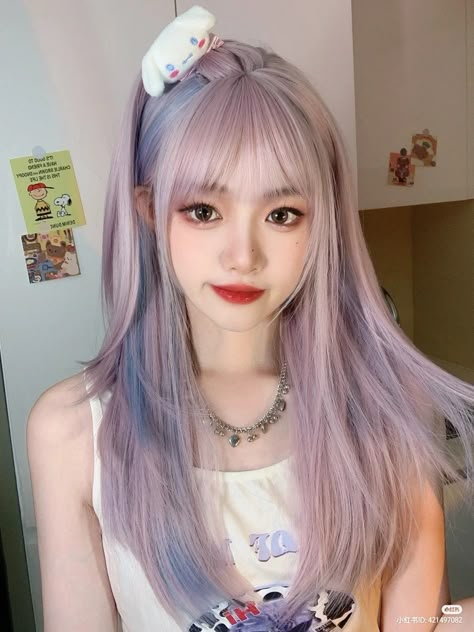 Ulzzang Dyed Hair, Korean Dyed Hair, Hairstyle For Girls Wedding, Girl With Purple Hair, Flame Hair, Korean Hair Color, Perfect Hairstyle, Bun Hairstyle, Pretty Hair Color