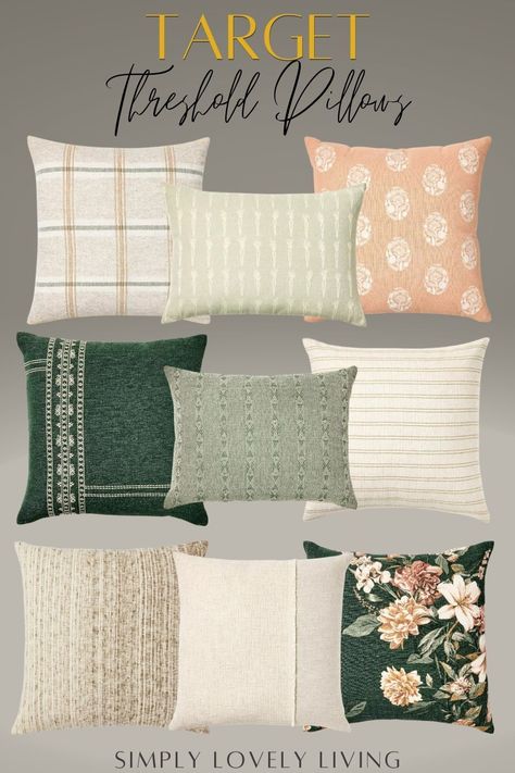 Target Throw Pillows | Threshold Throw Pillows | 2024 Spring Pillows | Floral Pillows | Green Pillows | Target New Arrivals | Threshold Home Decor | Soring Decor Built In Bar Cabinet, Small Space Boho, Joanna Gaines Decor, Target Throw Pillows, Target Pillows, Pillows Green, Trend Board, Sofas For Small Spaces, Pillow Ideas