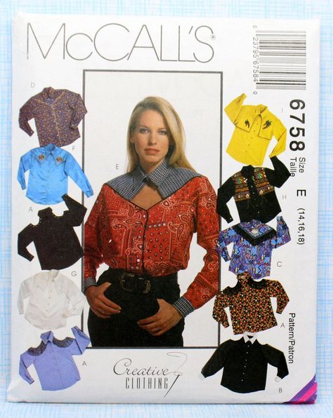 Shirt Patterns Sewing, Western Show Clothes, Mccalls Patterns Vintage, Shirts Plus Size, Western Style Shirt, Shirt Sewing Pattern, Cowgirl Shirts, Paper Sewing Patterns, Mccalls Sewing Patterns